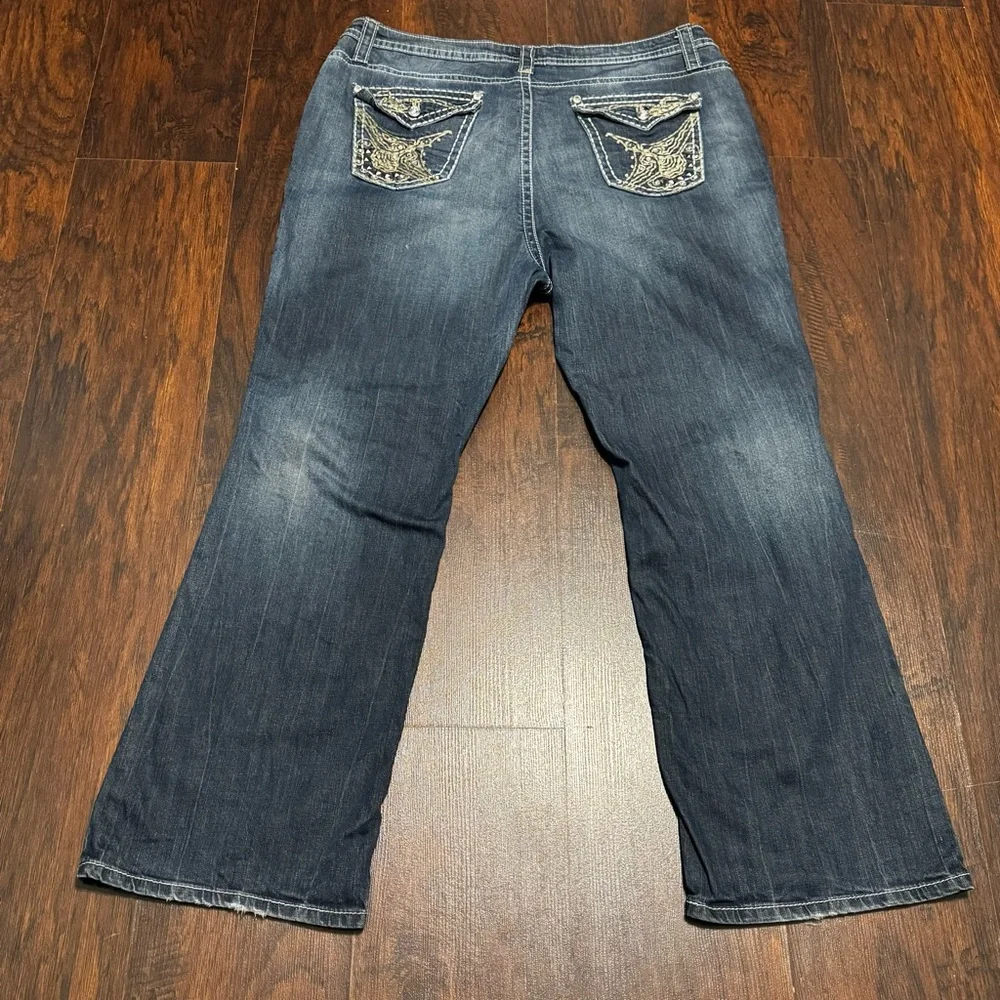 A.N.A A New Approach Classic Denim Women's Boot Cut Jeans Bejeweled Buttons 22W - Picture 9 of 16